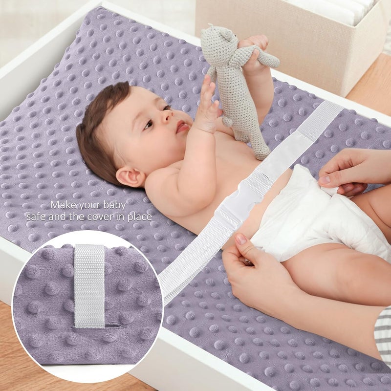 Susurration 2Pack Changing Pad Covers Super Soft Minky Dots Plush Changing Table Covers 33x17x7in Breathable Changing Pad Sheets for Unisex Baby Girls and Boys PinkPurple - Image 5