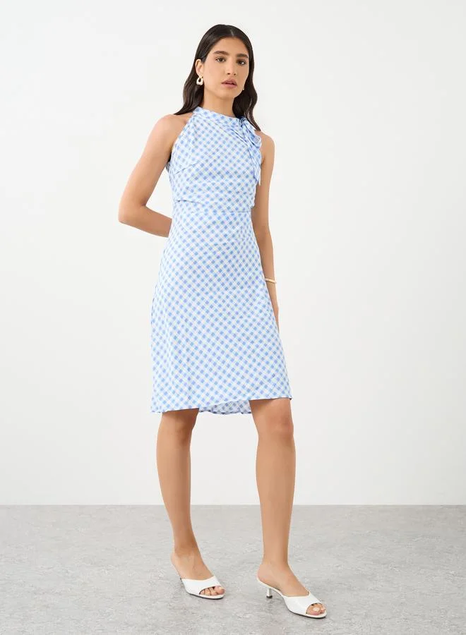 Take Two Take Two Checked Print Sleeveless Knee Length Dress