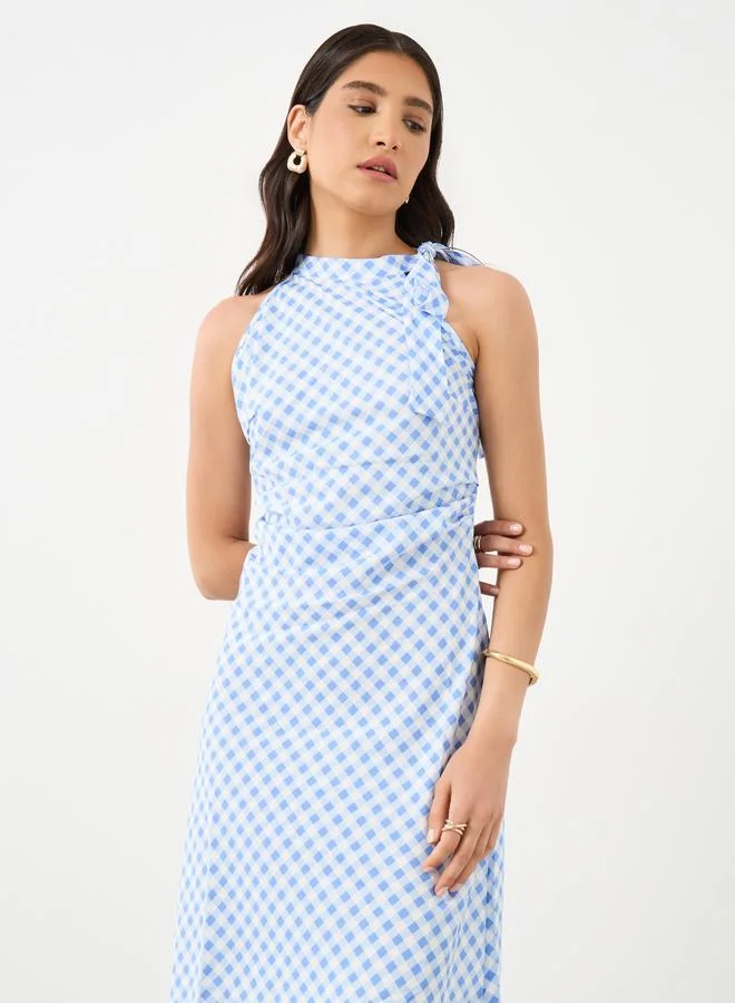 Take Two Take Two Checked Print Sleeveless Knee Length Dress