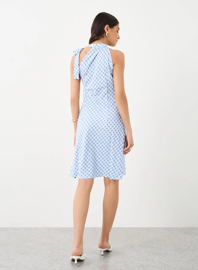 Take Two Take Two Checked Print Sleeveless Knee Length Dress