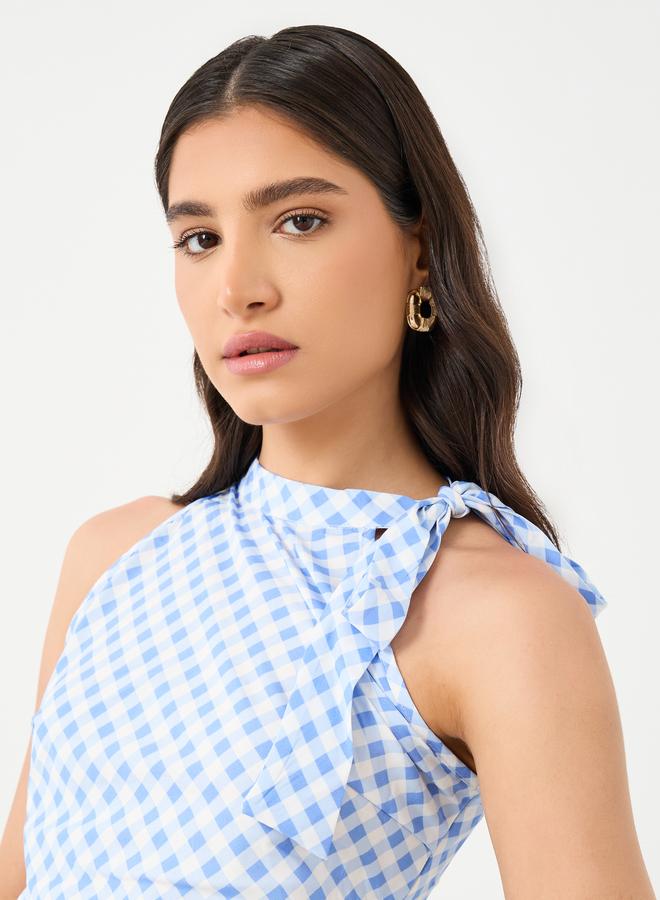 تايك تو فستان بدون أكمام بطول الركبة بطبعة مربعات - Image 4