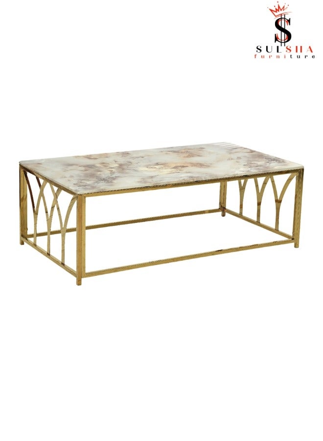 Sulsha Modern Golden Coffee Table Unique Luxury Quality with Ceramic