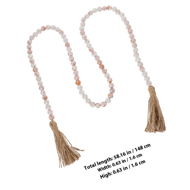 2pcs Wood Bead Garland with Tassels Beads String Beads Garland Decor Farmhouse Decor - Image 2