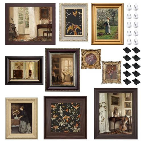 Foxtell 10 Pack Vintage Picture Frames for Wall or Tabletop Display Ornate Vintage Picture Frames Vintage Wall Art for Gallery Bedroom Living Room Antique Photo Frame for Wall DcorClassic - Image 1