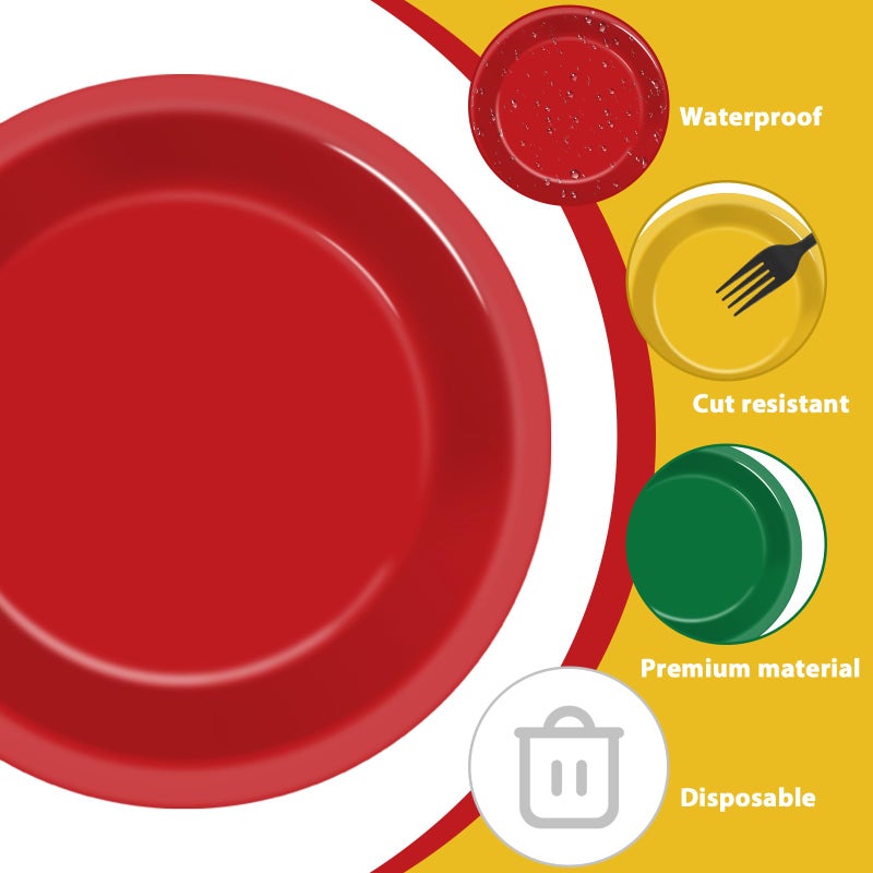 Wiooffen 100Pcs Christmas Paper Plates 9 Inch Red Green Color Plates Disposable Round Dessert Plates Christmas Party Tableware Solid Color Paper Plates Winter Table Decors for Birthday Wedding Dinner Party - Image 3