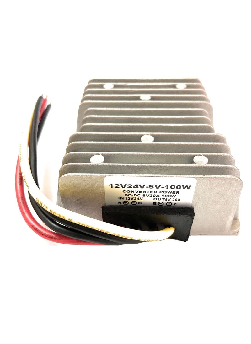InkOcean DC Voltage Regulator Buck Converter StepDown Waterproof Module Transformer DC DC 12v24v To 5v 20A 100W  - Image 1