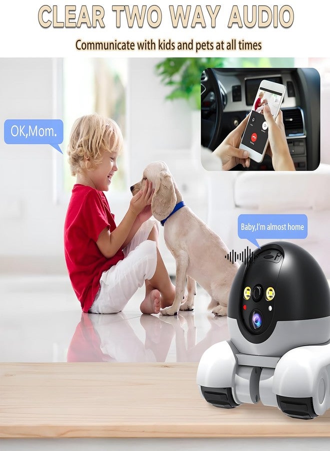 OROMVO Pet Camera, 1080p Security Camera for Home, Movable Robot Pet Cam Indoor with Phone App, Wireless Dog/Cat/Baby Monitor WiFi Version+32G SD Card, 2-Way Talk, Night Vision, Motion Detection - Image 5