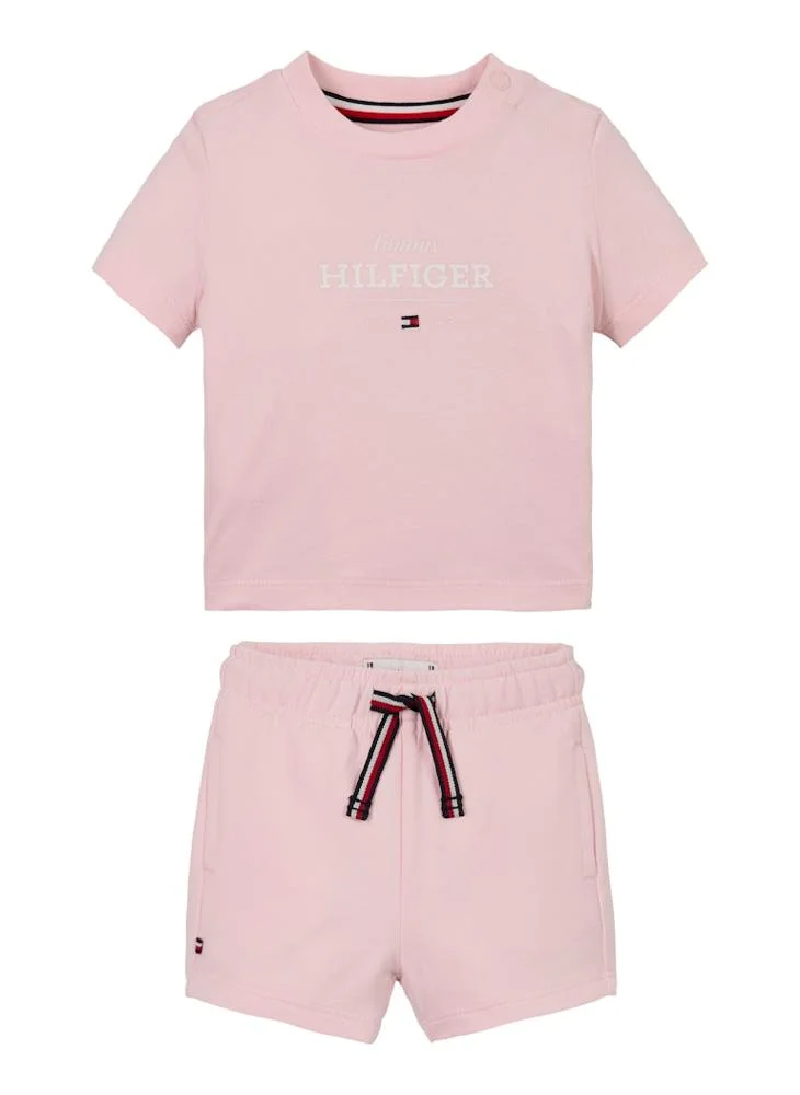 تومي هيلفيغر Kids Monotype Crew Neck T-Shirt & Shorts Set