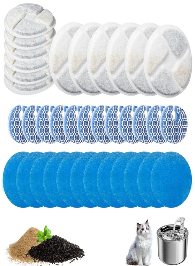 Kamrexi 12 Packs Cat Water Fountain Filter Replacement Compatible with Round 2.2L/73oz Automatic Pet Water Fountain - Cat Fountain Filter for Stainless Steel Pet Fountain - Image 1
