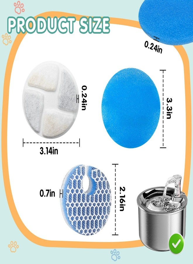 Kamrexi 12 Packs Cat Water Fountain Filter Replacement Compatible with Round 2.2L/73oz Automatic Pet Water Fountain - Cat Fountain Filter for Stainless Steel Pet Fountain - Image 3