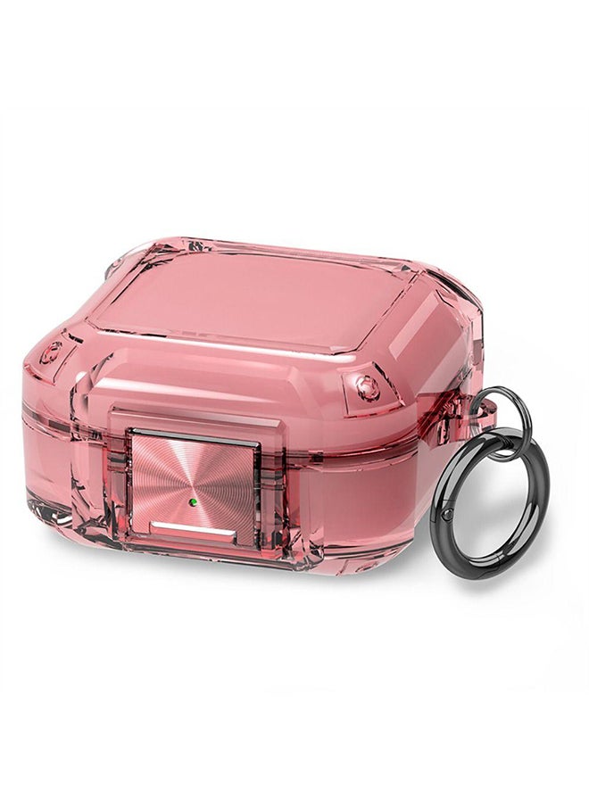 O Ozone Clear Case For Samsung Galaxy Buds FE/Galaxy Buds 2 Pro/Galaxy Buds 2/Galaxy Buds Pro/Galaxy Buds Live Case with Front Secure Lock &Keychain -Pink
