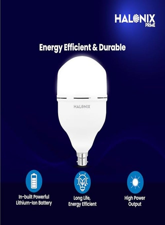 Halonix مصباح هالونيكس LED بقوة 50 واط وقاعدة B22 مع بطارية احتياطية | مصباح طوارئ قابل لإعادة الشحن مع محول طاقة | مصباح LED بخاصية التعتيم | عبوة من قطعة واحدة | مدة تشغيل احتياطية تصل إلى 15 ساعة | ضوء أبيض. - Image 4