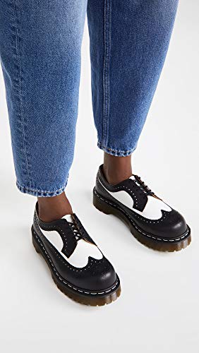 Dr Martens Dr. Martens, 3989 Brogue BEX 3-Eye Leather Wingtip Shoe for Men and Women, Black & White, 7 US Women/6 US Men - Image 3