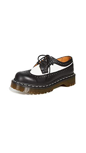 Dr Martens Dr. Martens, 3989 Brogue BEX 3-Eye Leather Wingtip Shoe for Men and Women, Black & White, 7 US Women/6 US Men - Image 1