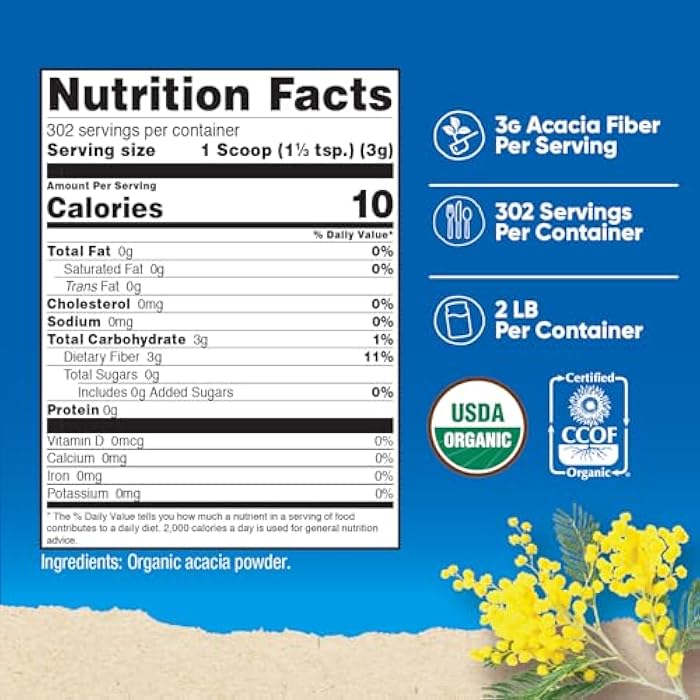 Nutricost Organic Acacia Fiber Powder (2 LB) - USDA Certified Organic, Non-GMO, Gluten Free - Image 2