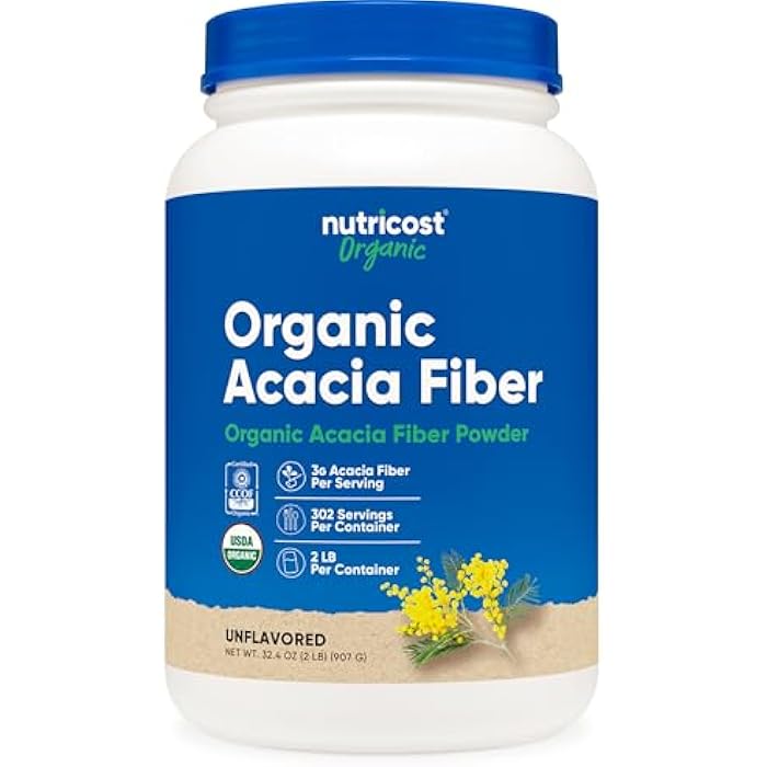 Nutricost Organic Acacia Fiber Powder (2 LB) - USDA Certified Organic, Non-GMO, Gluten Free - Image 1