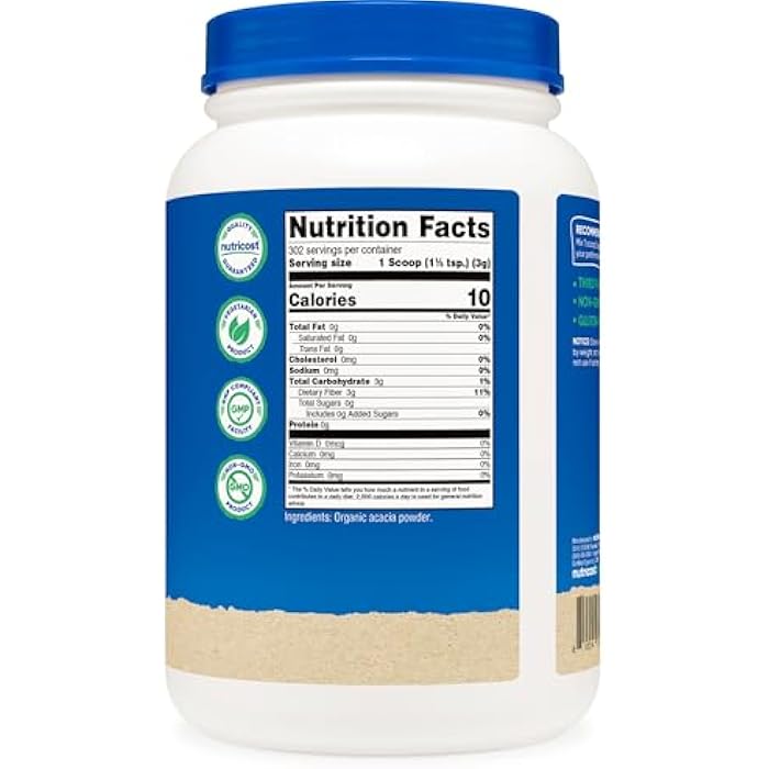 Nutricost Organic Acacia Fiber Powder (2 LB) - USDA Certified Organic, Non-GMO, Gluten Free - Image 4
