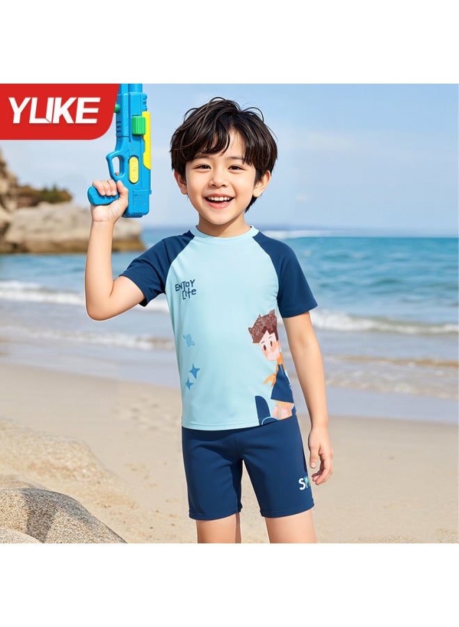 Children's Swimsuit Boy Split Sun Protection Swimsuit  New Boy Baby Kids Professional Quick-drying Swimming Equipment