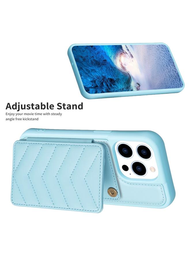 S-TOP Case For iPhone 13 Pro BF26 Wave Pattern Card Bag Holder Phone Case - Image 5