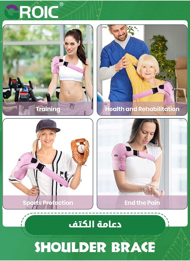 GROIC - Shoulder Brace, Recovery Shoulder, Adjustable Shoulder Support for Rotator Cuff, AC Joint Pain Relief, Shoulder Injuries. Perfect Fit Shoulder Compression Sleeve (One Size Regular) - Image 1