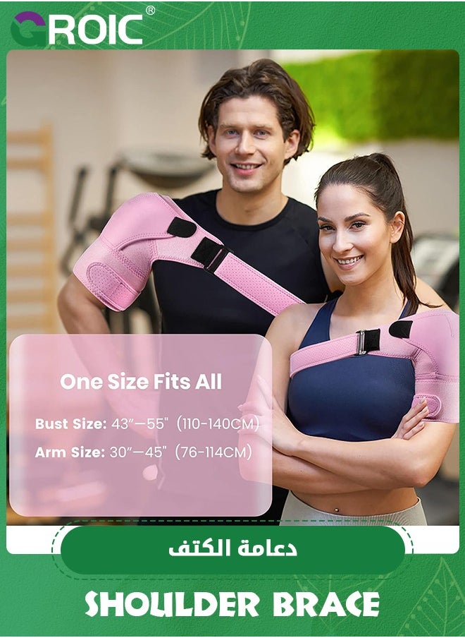 GROIC - Shoulder Brace, Recovery Shoulder, Adjustable Shoulder Support for Rotator Cuff, AC Joint Pain Relief, Shoulder Injuries. Perfect Fit Shoulder Compression Sleeve (One Size Regular) - Image 1
