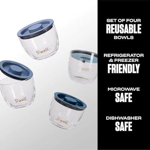 S'well 12oz Glass Prep Bowl Set of 4 For Easy Meal Prep, Coastal Blues, Made From Durable Tempered Glass, Nests Inside 21.5oz - Image 2