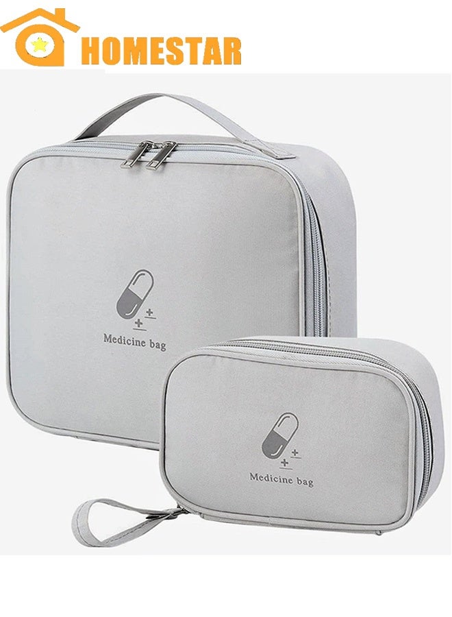 HOMESTAR Empty First Aid Bags, Travel Medicine Bag, Medical Supplies Organizer, Portable Medical Medicine Bags Portable Kit for Traveling, Car, Home, Camping, Office, Hiking, Outdoor, Grey