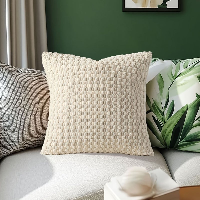 Light Green Corduroy Decorative Throw Pillow Cover 16x16 for Sofa Couch Bed - Image 2