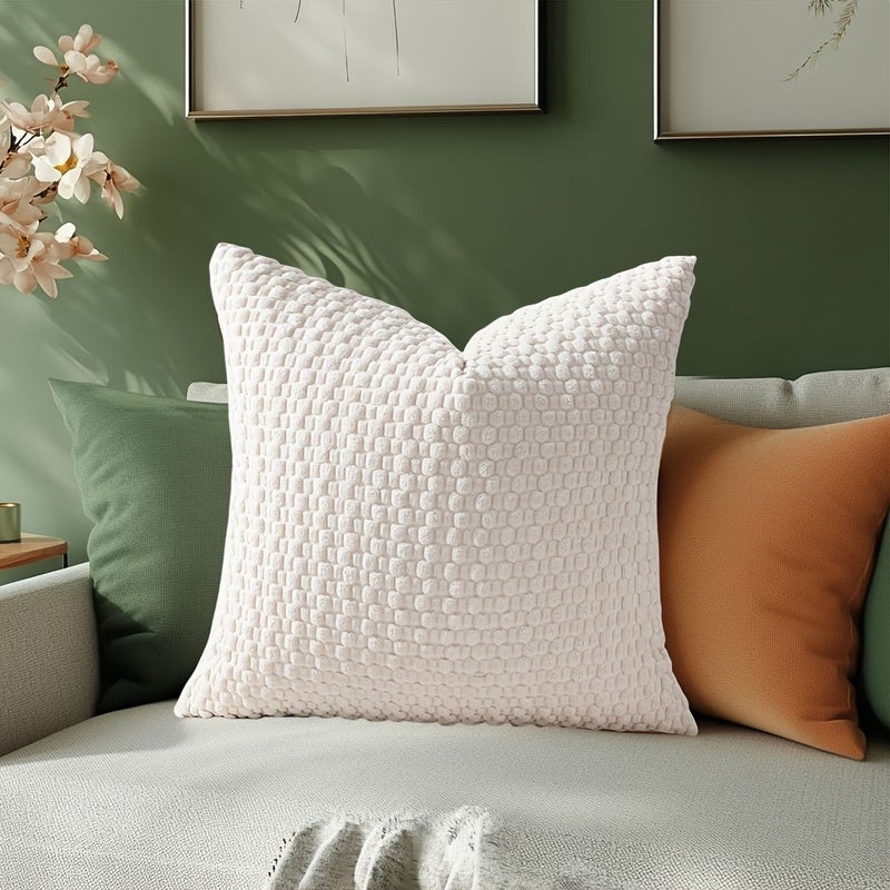 Light Green Corduroy Decorative Throw Pillow Cover 16x16 for Sofa Couch Bed - Image 1