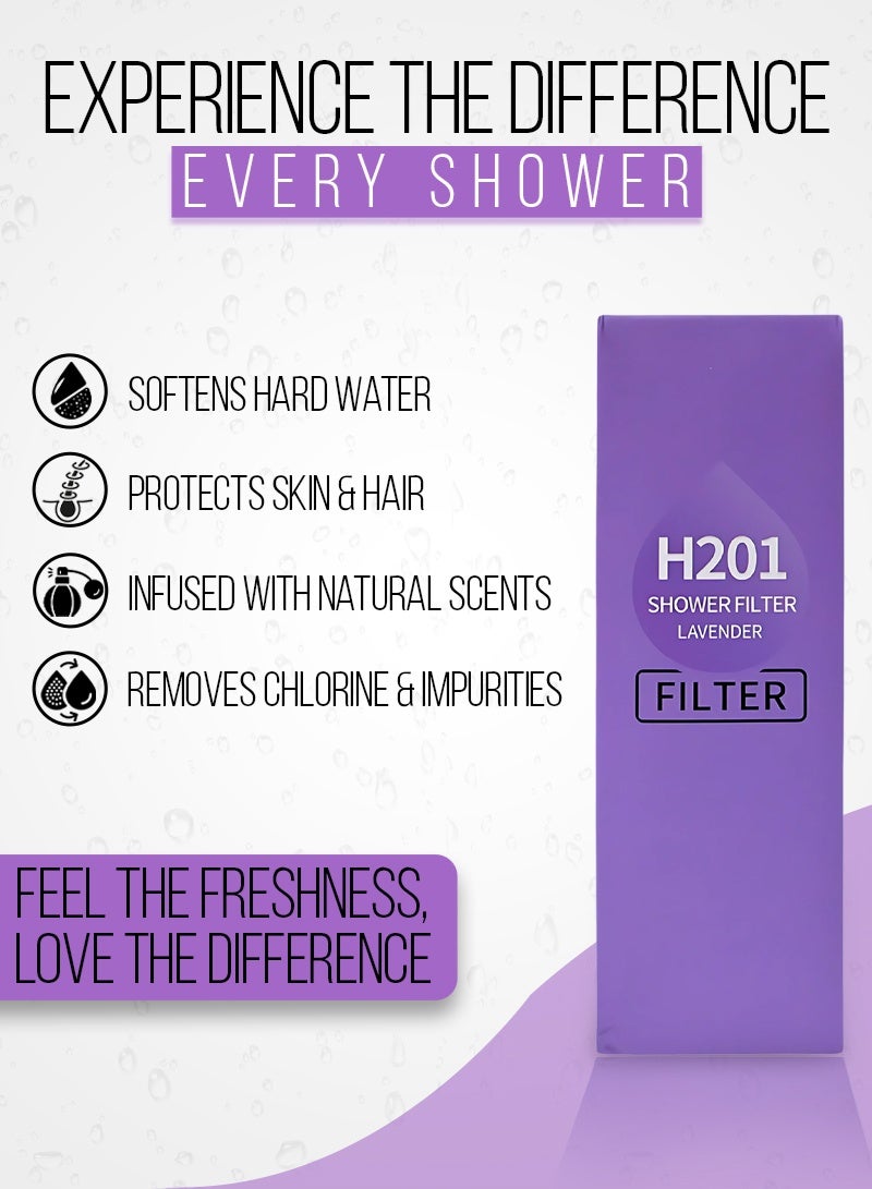 أيه بي جي مجموعة فلتر دش بفيتامين C (قطعتان) – فلتر رأس الدش ومنقّي للمياه، يزيل الكلور والفلوريد، يساعد على علاج جفاف البشرة وقشرة الرأس وتساقط الشعر (لافندر + زهر الكرز) - Image 3