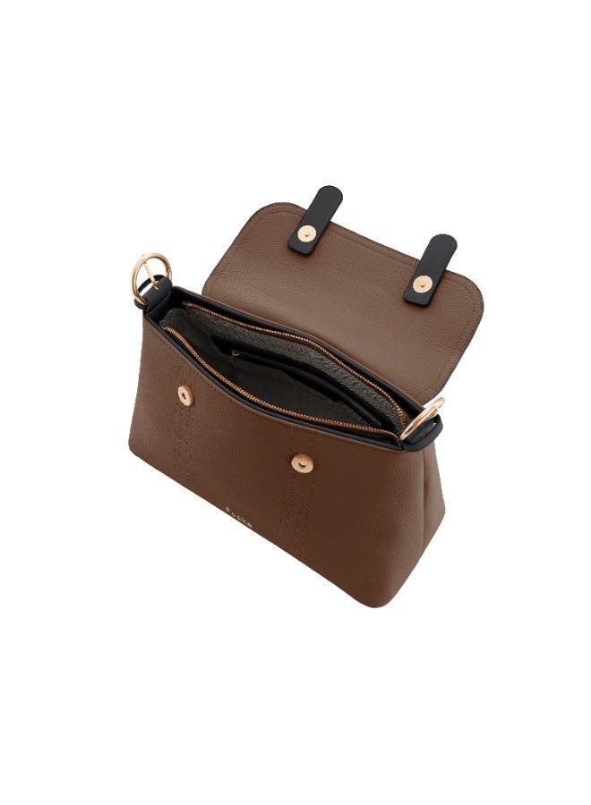 فوسكا شنطة Foska كتف نسائية جلد ناعم – تصميم مستطيل وأنيق لون بني داكن – مقاس 31x20 سم - Image 5