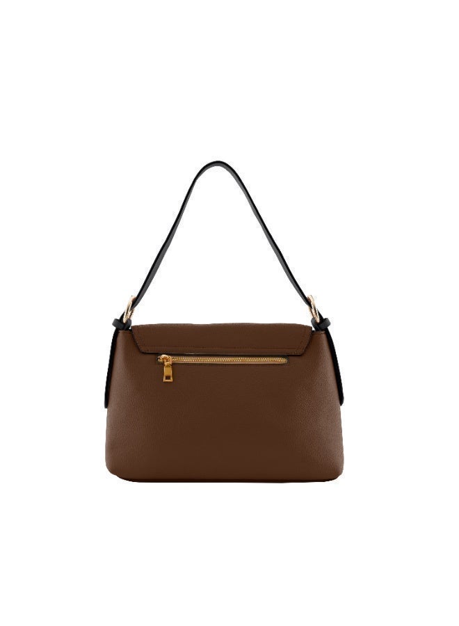 فوسكا شنطة Foska كتف نسائية جلد ناعم – تصميم مستطيل وأنيق لون بني داكن – مقاس 31x20 سم - Image 4