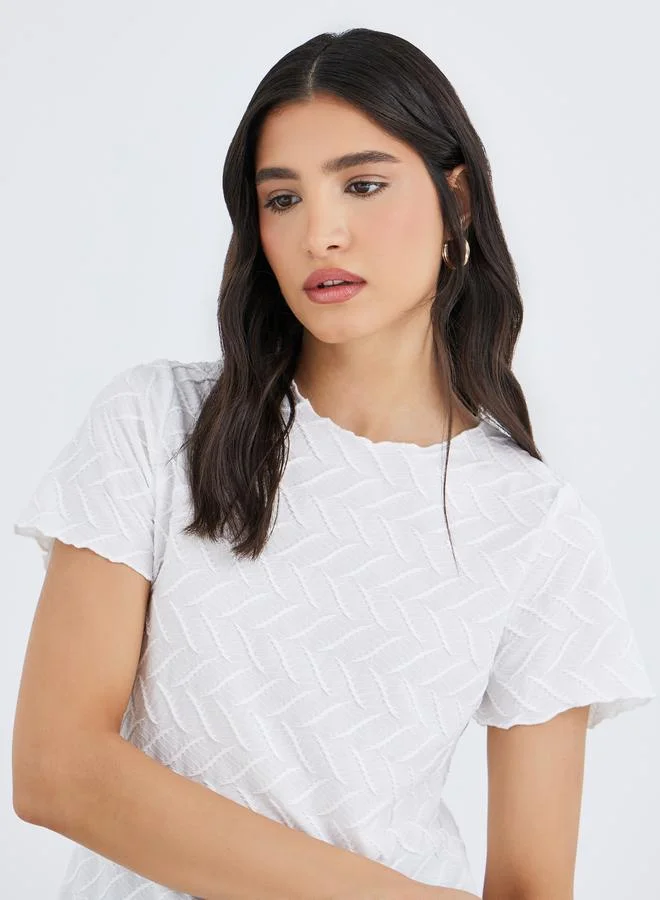 Take Two Take Two Textured Round Neck T-Shirt