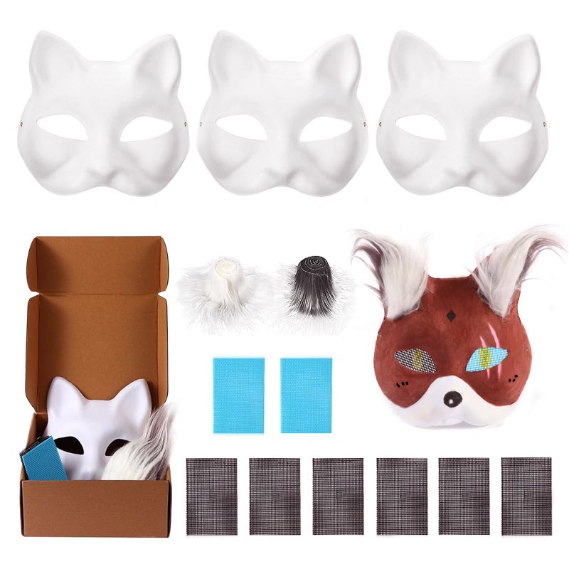 Varpotle Cat Mask with Fur and Eye Mesh, 13 PCS Fun Therian Masks Kit for FURRY Makers, Therian Starter Set with All the Stuff, Fun Gift for a Child to Home Projects, Rainy Day Activities and Halloween - Image 1