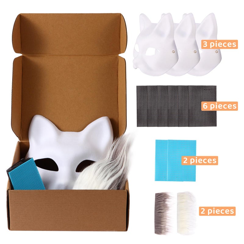 Varpotle Cat Mask with Fur and Eye Mesh, 13 PCS Fun Therian Masks Kit for FURRY Makers, Therian Starter Set with All the Stuff, Fun Gift for a Child to Home Projects, Rainy Day Activities and Halloween - Image 3