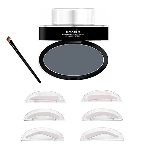 Moakxer Eyebrow Powder,Waterproof Eyebrow Stamp Powder Seal Perfect Nature Eye Brow Powder Tinting Coloring Kit Delicate Shape (101# Dark Gray) - Image 1