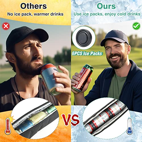 Acostop Upgraded Golf Beer Sleeve with 6 Ice Pucks-7 Cans Beer Cooler Sleeves for Golf Bags, Ideal Men's Gift for Golf Lovers (Black) - Image 3