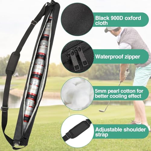 Acostop Upgraded Golf Beer Sleeve with 6 Ice Pucks-7 Cans Beer Cooler Sleeves for Golf Bags, Ideal Men's Gift for Golf Lovers (Black) - Image 4