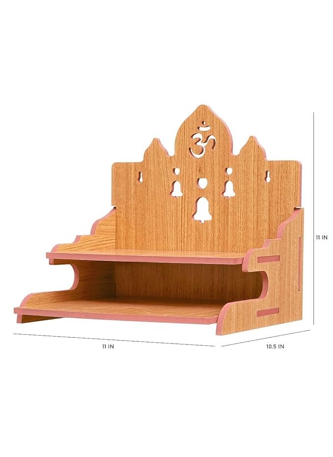 SWIT CREATION SWIT CREATION Beautiful MDF Wooden TempleHome Temple Wooden Temple with Bell Design Shape for Pooja Handcrafted and Laminated 11 X 105 X 11 Inch  - Image 4