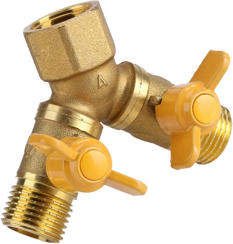 Brass 2 Way Garden Tap Adapter Dual Faucet Connector For Patio Lawn Irrigation - Image 1