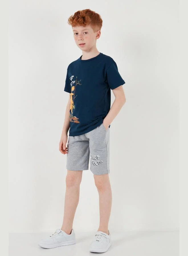 Lela Lela Cotton Regular Fit Crew Neck Shorts Bottom-Top Set Boy SET 6212009