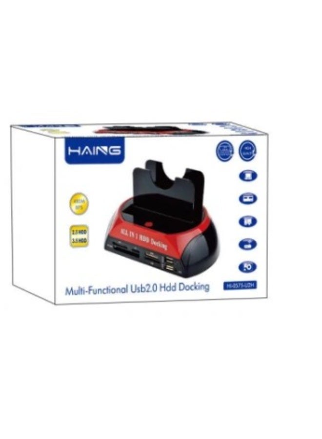 Haing Hard Drive Docking Station, USB 2.0 to 2.5 3.5 Inch SATA IDE Dual Slots External Enclosure - Image 1