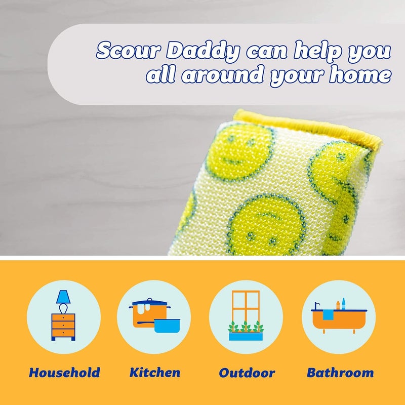 Scrub Daddy Scour Daddy XL, Scourers Non Scratch Scrubbing Sponge, Scouring Pads, Kitchen Sponges for Dishes, Dishwashing Pan Scrubber, Cleaning Supplies, Dish Sponges for Washing up - Image 3