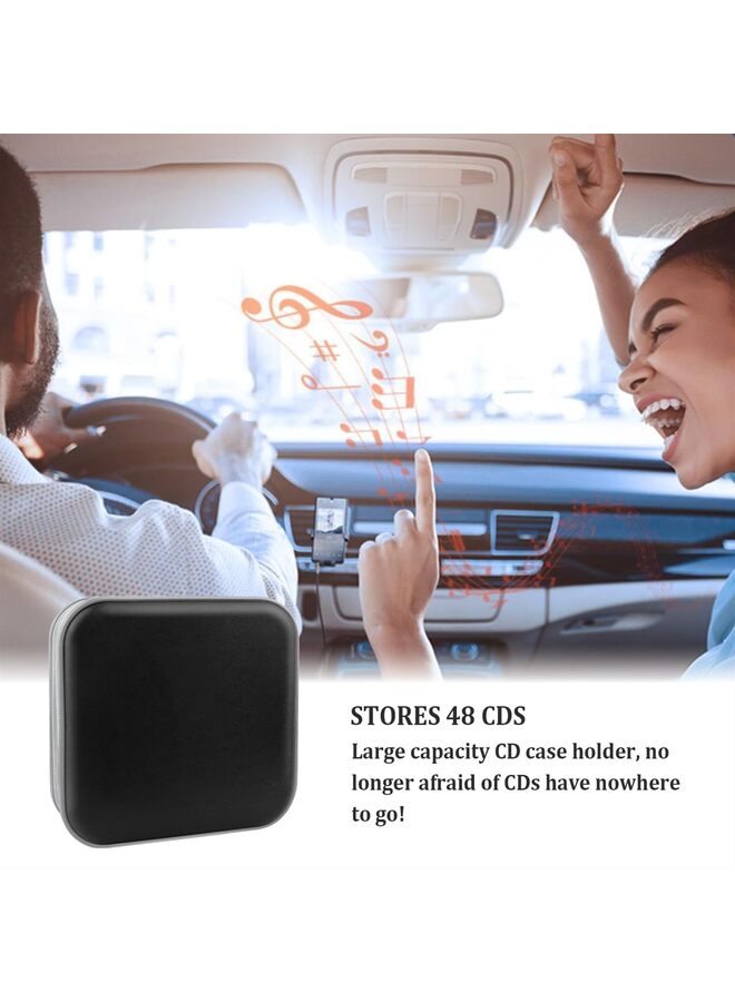 CD Case 48 Capacity Portable CD Storage Binder CD Holder for Car Storing DVD/VCD Disc Car Accessories Zippered CD Holder CD Organizer Case for Car,Home,Travel,Office (Color : Black) - Image 5