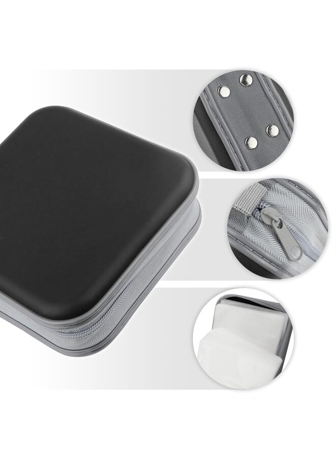 CD Case 48 Capacity Portable CD Storage Binder CD Holder for Car Storing DVD/VCD Disc Car Accessories Zippered CD Holder CD Organizer Case for Car,Home,Travel,Office (Color : Black) - Image 2