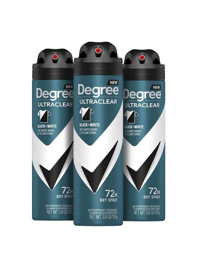 Degree Men Antiperspirant Deodorant Dry Spray Black + White 3 Count Protects from Deodorant Stains Antiperspirant for Men with MotionSense Technology 3.8 OZ - Image 1