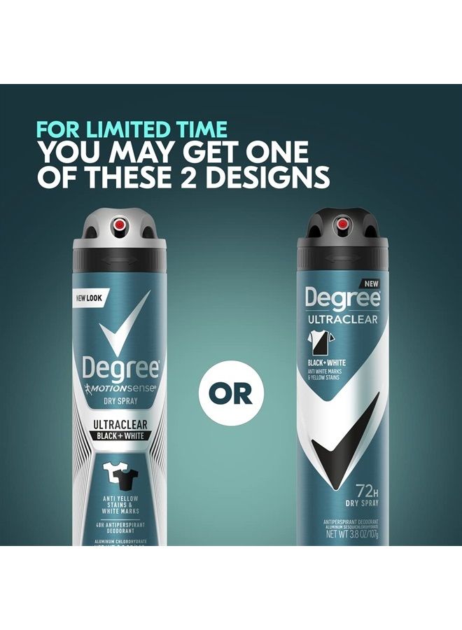 Degree Men Antiperspirant Deodorant Dry Spray Black + White 3 Count Protects from Deodorant Stains Antiperspirant for Men with MotionSense Technology 3.8 OZ - Image 2