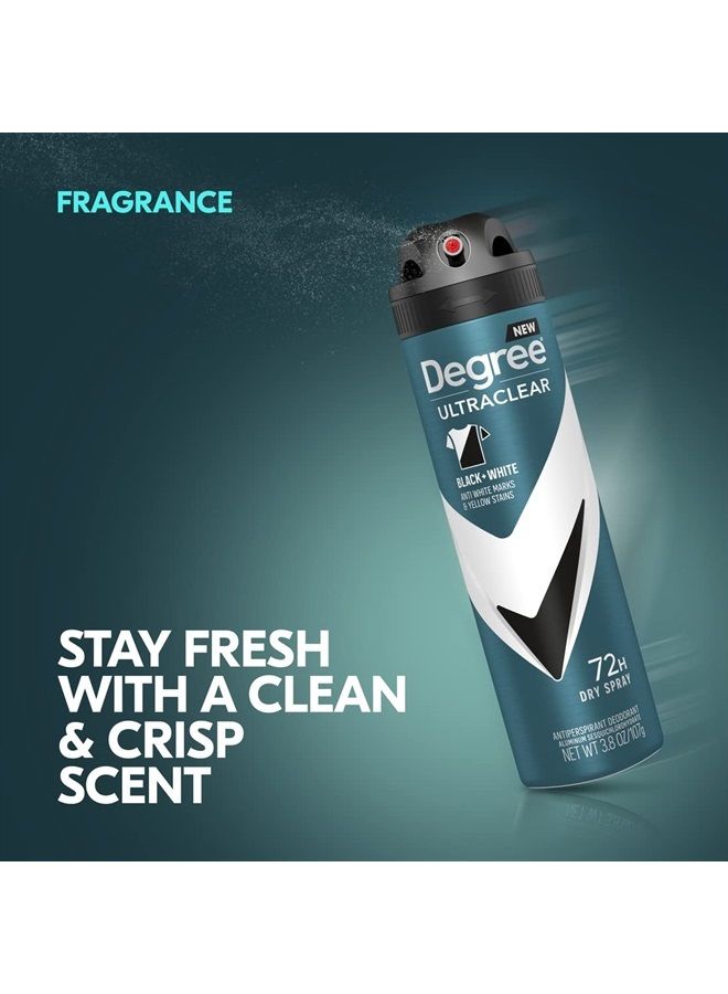 Degree Men Antiperspirant Deodorant Dry Spray Black + White 3 Count Protects from Deodorant Stains Antiperspirant for Men with MotionSense Technology 3.8 OZ - Image 3