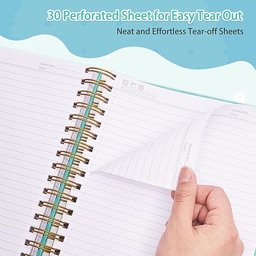 Amanple Spiral Notebook, 365 Page Hardcover Leather Notebook Journal, Large B5 Lined Journal for Women Men, College Ruled Notebooks for Work School, Journals for Writing, 24pcs Index Tabs, 8" x 10", Teal - Image 4