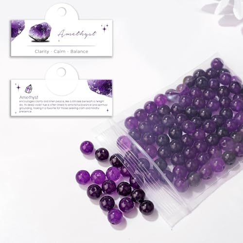 Raicegs 100pcs 8mm Amethyst Beads Natural Gemstone Beads Round Loose Beads for Jewelry Making DIY Bracelets Necklace - Image 4